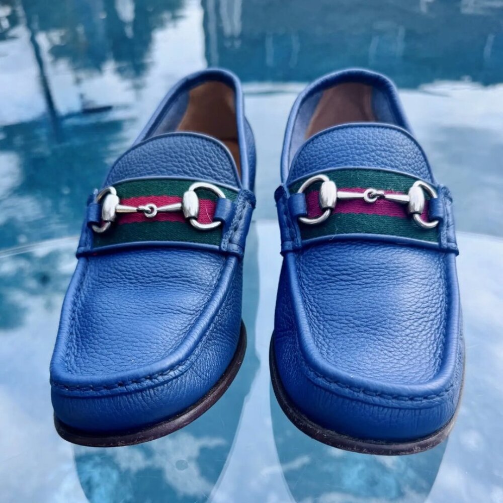 Gucci Indigo Leather Horsebit Loafers – IT 6.5